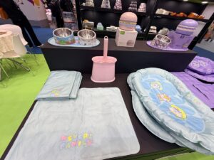 Pet product booths on the expo floor at a China pet fair